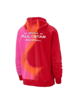 Red fleece WNBA All-Star Weekend Pullover Hoodie highlighting the practical front kangaroo pocket.