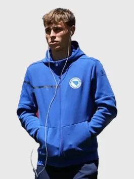 Close-up profile of the blue World Cup 2026 Bosnia and Herzegovina Hoodie detailing the soft interior and cozy hood design.