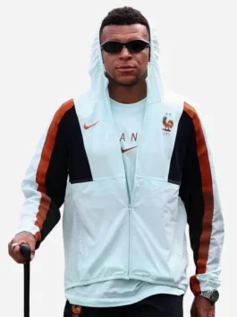Multicolor polyester World Cup 2026 Mbappe France Jacket featuring cozy full sleeves and elastic cuffs.