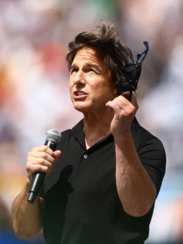 Black polyester World Cup 2026 Tom Cruise Black T-Shirt featuring a classic shirt style collar and short sleeves.