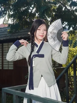 Grey Hwarang Hanbok Jacket from YBSY offering a clean and refined colorway inspired by the bold warrior culture of the iconic Hwarang tradition