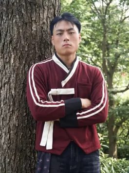 Red Hwarang Hanbok Jacket from YBSY celebrating the bold and elegant warrior culture of the Hwarang through traditional Hanbok inspired design