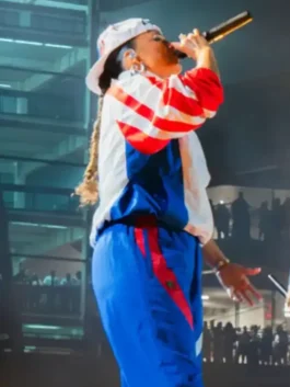 Multicolor Yankee Stadium Alicia Keys Jacket celebrating the iconic fashion moment Alicia Keys brought to the legendary Yankee Stadium stage