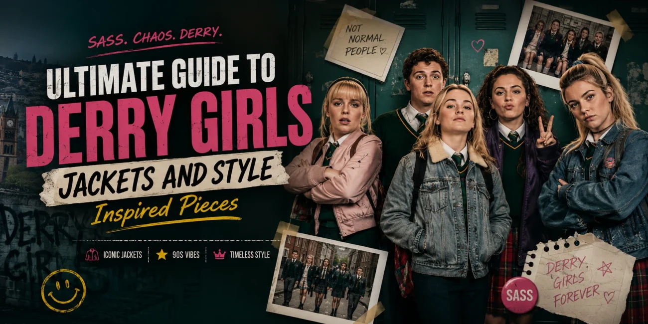 Derry Girls Ms De Brún black and red jacket inspired by bold TV character fashion
