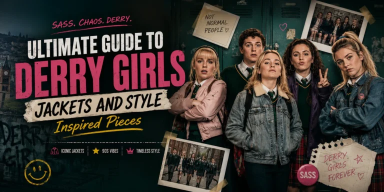 Derry Girls Ms De Brún black and red jacket inspired by bold TV character fashion