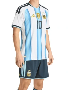 Blue and white World Cup 2026 Argentina Messi Jersey celebrating Lionel Messi leading Argentina at the 2026 FIFA World Cup tournament
