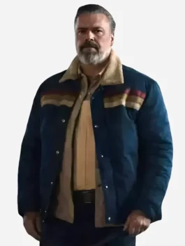 Blue cotton All Night Wrong Tyler Labine Blue Jacket featuring a shirt style collar and front button closure.