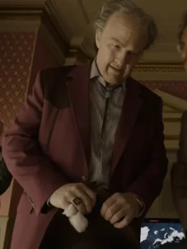 Maroon suiting fabric Digger 2026 Tom Cruise Maroon Suit showcasing full length sleeves and matching tailored pants.
