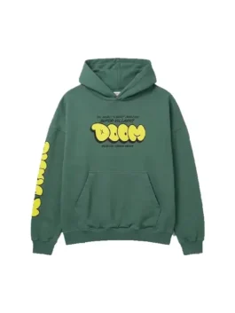 Close-up of the green fleece Fantastic Four Dr Doom Green Hoodie detailing the hooded collar and rich green finish.