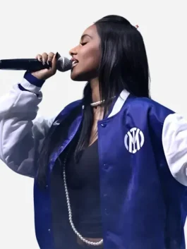 Blue and white satin Fanatics Fest NYC 2026 Inter Milan Jacket highlighting four practical storage pockets.