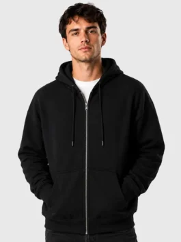Front view of the black fleece Legacy Wear Spiderman Hoodie showcasing full length sleeves and kangaroo pockets.