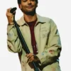 Beige cotton Louis Tomlinson Montreal Concert Jacket featuring a shirt style collar and front zipper closure.