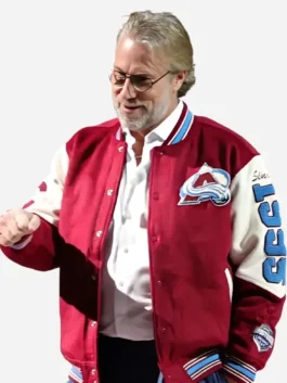 Close-up of the maroon and cream wool Peter Forsberg Avalanche’s Anniversary Jacket detailing the rib knitted collar and front snap buttons.