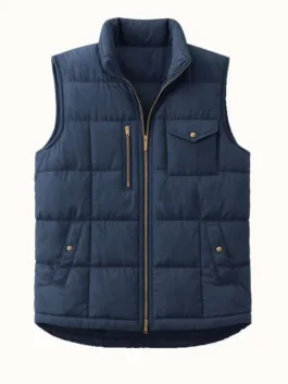 Front view of the blue parachute Jumanji Open World Ser’Darius Blain Blue Vest showcasing its sleeveless cut and zippered front.