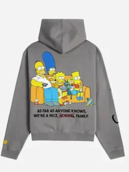 Back view of the grey fleece The Simpsons x Shoe Palace Family Hoodie showcasing full length sleeves and clean relaxed fit.