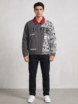 Multicolor cotton Spider-Man Parker Workwear Jacket showcasing full length sleeves and a classic shirt style collar.