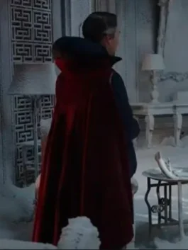 Back view of the blue parachute Spider-Man Benedict Cumberbatch Jacket detailing a clean quilted pattern and full length sleeves.