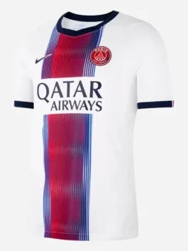 Front view of the multicolor polyester Spider-Man PSG Tom Holland Jersey showing the athletic fit and V-neck line.