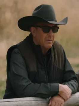 Black parachute Yellowstone Kevin Costner Black Puffer Vest featuring a stand up collar and front zipper closure.